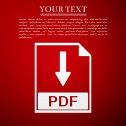 Pdf file document flat icon on red background vector