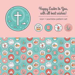 scrapbooking set with seamless pattern of linear vector image