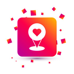white map pointer with heart icon isolated vector image