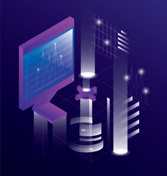 computer desktop with data center icons vector image