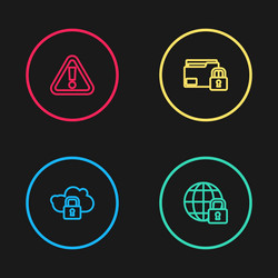 set line cloud computing lock global lockdown vector image