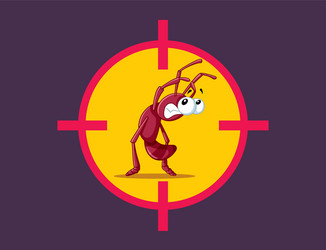 Scared cartoon ant with target vector