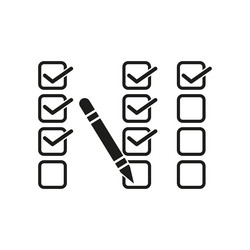checklist with pen task completion icon marked vector image