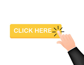 click here button with hand pointer clicking vector image