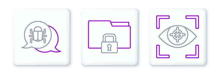 set line eye scan system bug and folder lock vector image