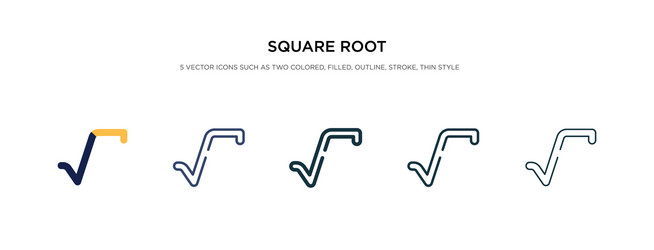 square root icon in different style two colored vector image