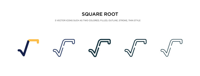 square root icon in different style two colored vector