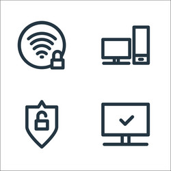 computer hardware line icons linear set quality vector image