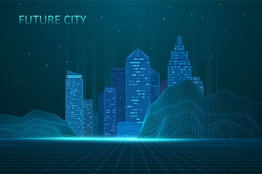 Future city skyline Royalty Free Vector Image - VectorStock