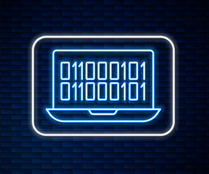 glowing neon line binary code icon isolated vector image