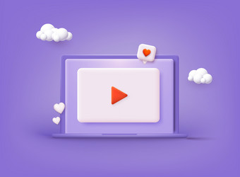 video player template for web or mobile apps 3d vector image