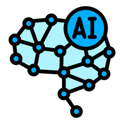 ai technology icon outline network machine vector image