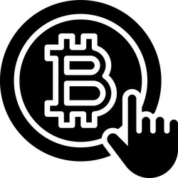 bitcoin with hand icon cryptocurrency related vector image