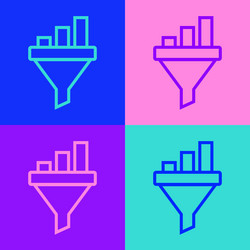 pop art line sales funnel with chart vector image