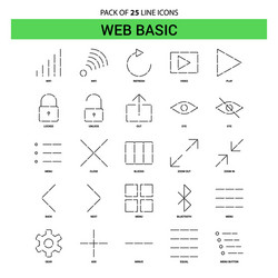 web basic line icon set - 25 dashed outline style vector image