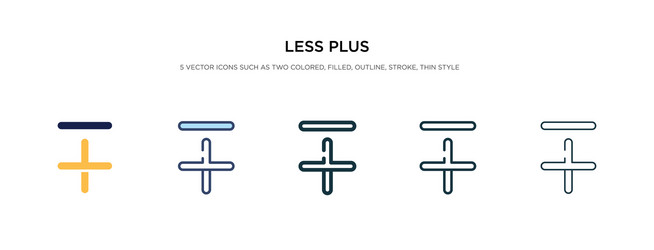 less plus icon in different style two colored vector image