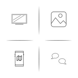 network and database simple linear icons set vector image