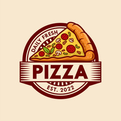 pizzeria emblem on blackboard pizza logo Vector Image