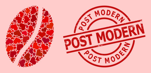 scratched post modern seal and red lovely coffee Vector Image