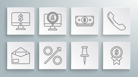 set line envelope computer monitor with pound vector image