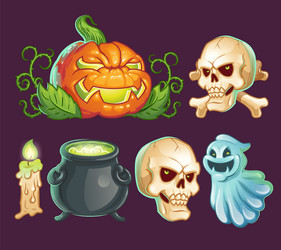 cartoon characters icons stickers for halloween Vector Image