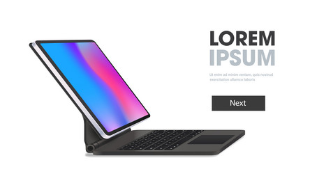 modern tablet computer with keyboard and colored vector image
