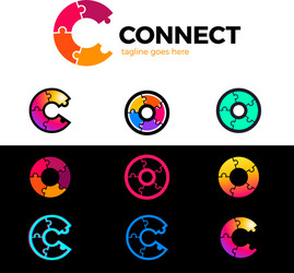 Clever and creative dots or point letter c logo Vector Image