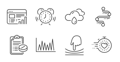 line graph web report and timeline icons set vector image