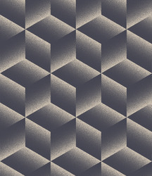 modern cube pattern in halftone dot work vector image