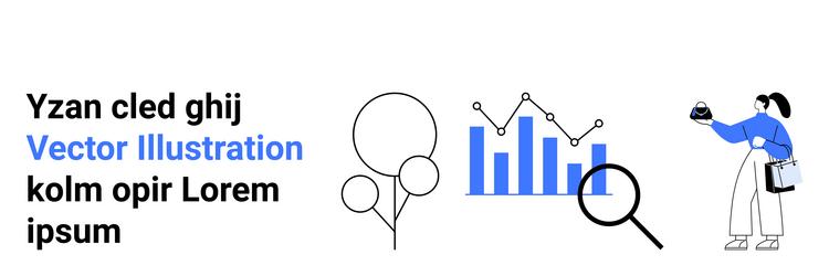 data analysis with graphs search magnifier vector image