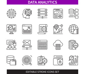 data analytics editable stroke icon set vector image