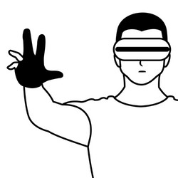 man using technology augmented reality vector image