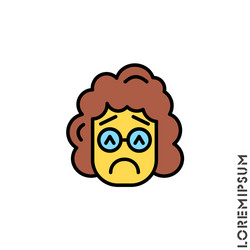 sad and in bad mood yellow emoticon girl woman Vector Image
