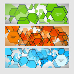 set abstract modern pattern of hexagons circuits vector image