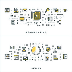 thin line headhunting and skills concepts vector image