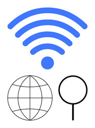 wireless network connection with globe and search vector image