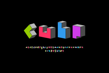 3d cube font in multi colored trendy alphabet vector image
