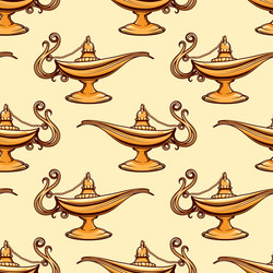 seamless pattern of gold aladdin lamp vector image