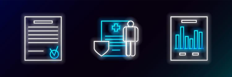set line document with graph chart confirmed vector image