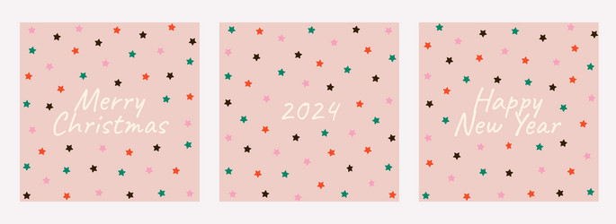set merry christmas and happy new year 2024 vector image
