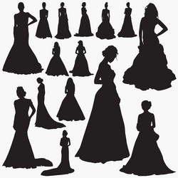 Wedding Dress Silhouettes - Bridal Collection Vector Image