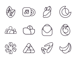 abstract shapes line style icon set design vector image