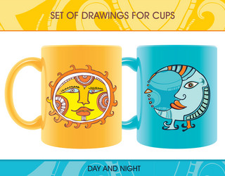 Celestial Cups - Day & Night Vector Image