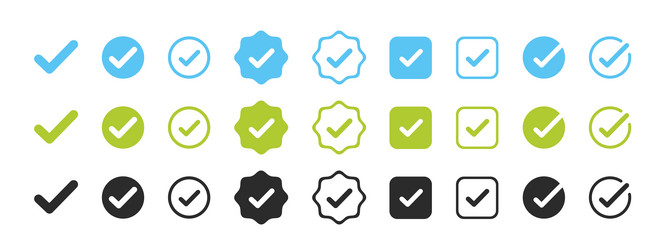 check mark and cross icon set circle square vector image