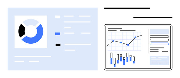 digital dashboard with pie chart and data graph vector image