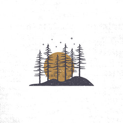 Pine tree logo engraved or hand drawn isolated Vector Image