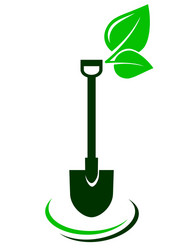 icon with shovel and green leaf vector