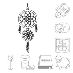 rest and sleep outline icons in set collection vector image