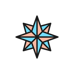 wind rose compass navigation flat color line vector