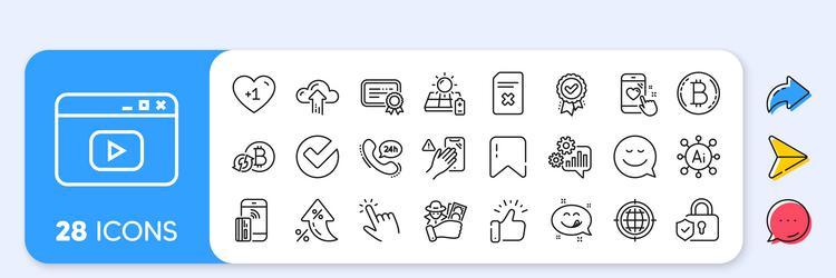 cursor fraud and seo internet line icons for web vector image